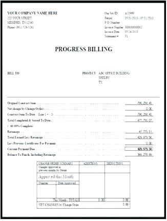 First Progress Invoice Construction Template For Contractors Payment Certificate