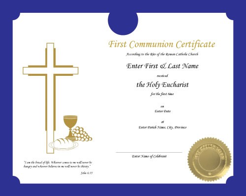Firstcommunion First Communion Certificate Template
