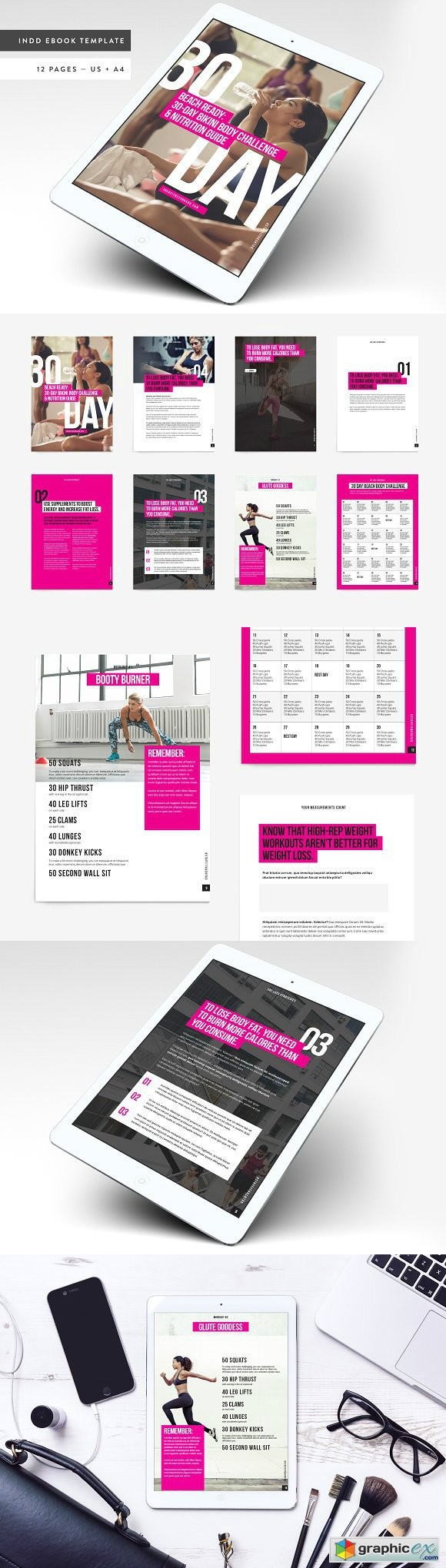 Fitness Bold Ebook Template Free Download Vector Stock Image