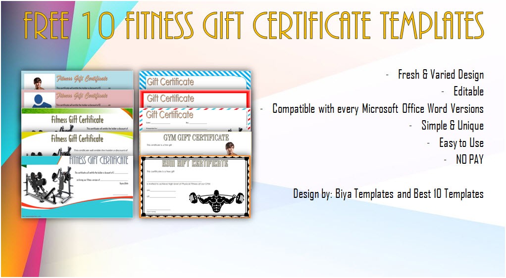 Fitness Gift Certificate S Word Biya
