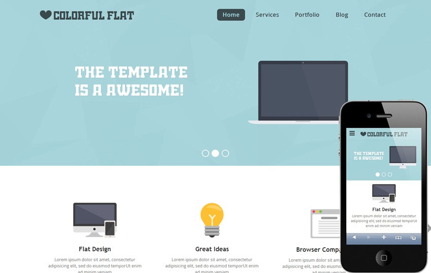 Flat Single Page Responsive Web Template Design Templates Free Download