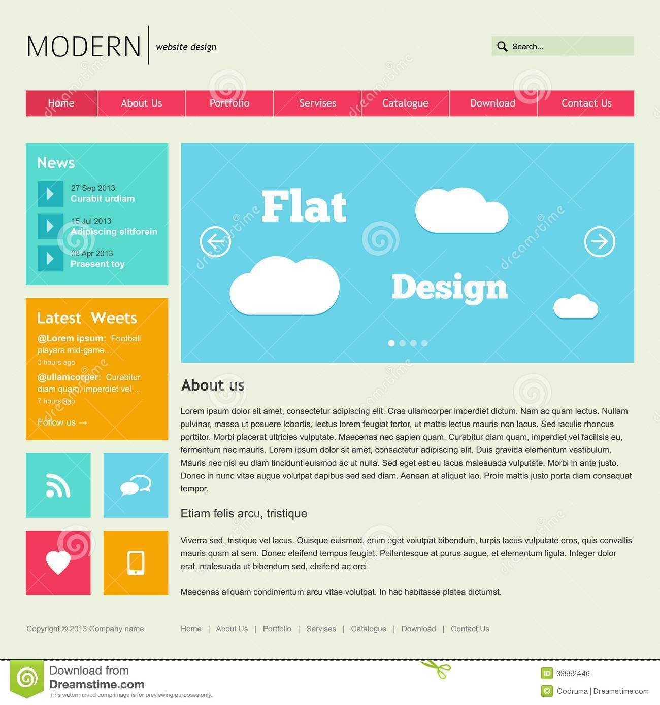 Flat Web Design Template Stock Vector Illustration Of Menu 33552446 Templates Free