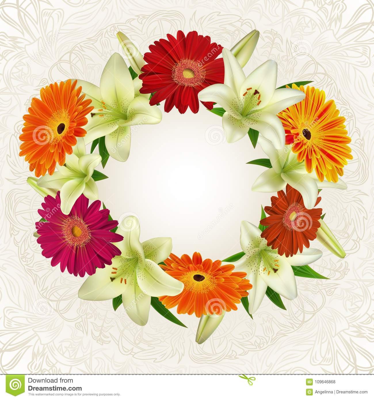 Floral Card Template Stock Vector Illustration Of Celebration Gerbera Daisy