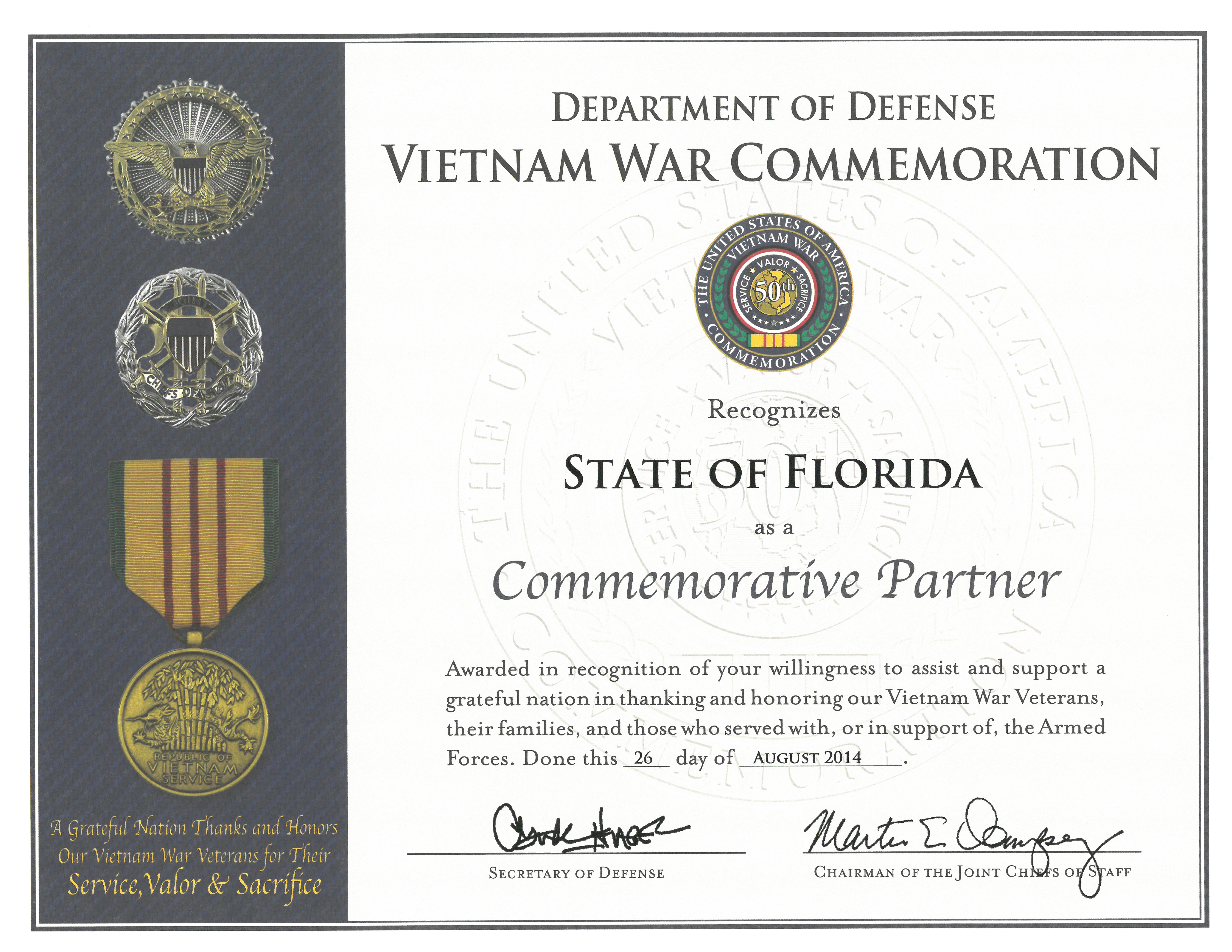 Florida Department Of Veterans Affairs Connecting To Day Certificates
