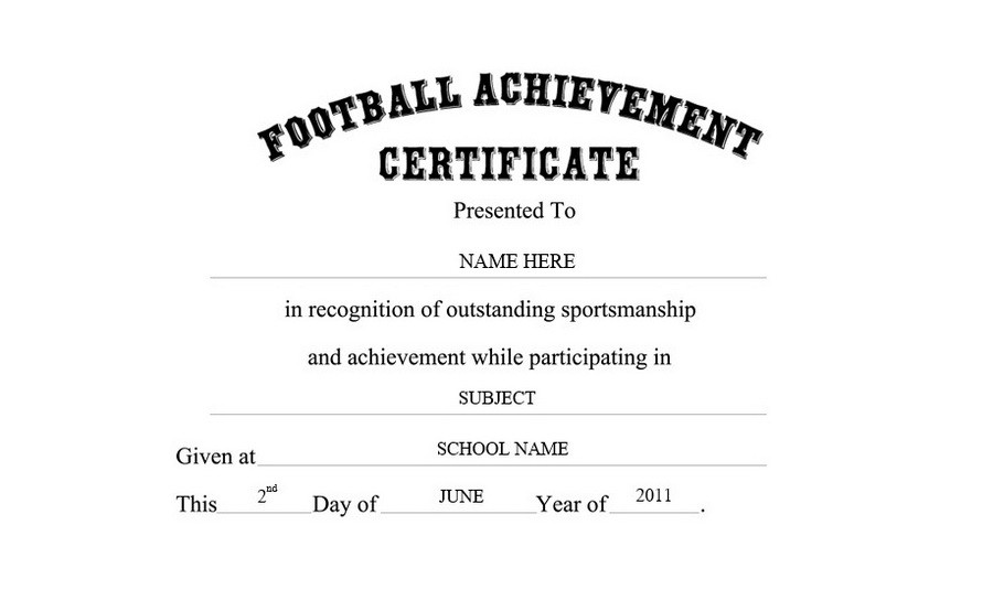 Football Achievement Certificate Free Templates Clip Art Wording