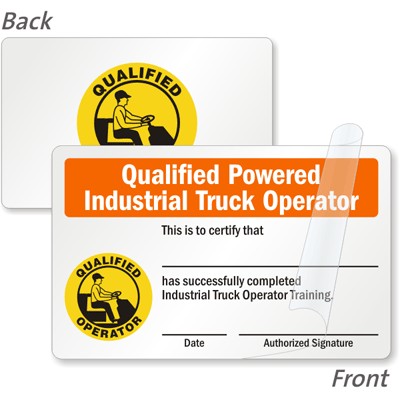 Forklift Certification Cards Driver Wallet Operator Card