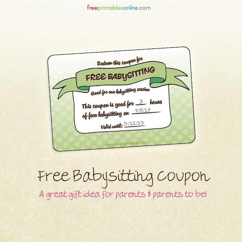 Free Babysitting Coupon Printables Online Certificate Template