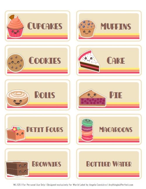 Free Bake Sale Printbles Includes Flyers Food Labels Pricing Etc Cake Label Template