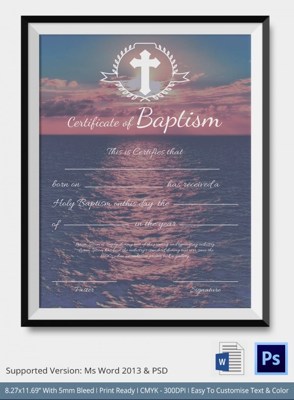 Free Baptism Certificate Template Word Gimpexinspection Com Pdf
