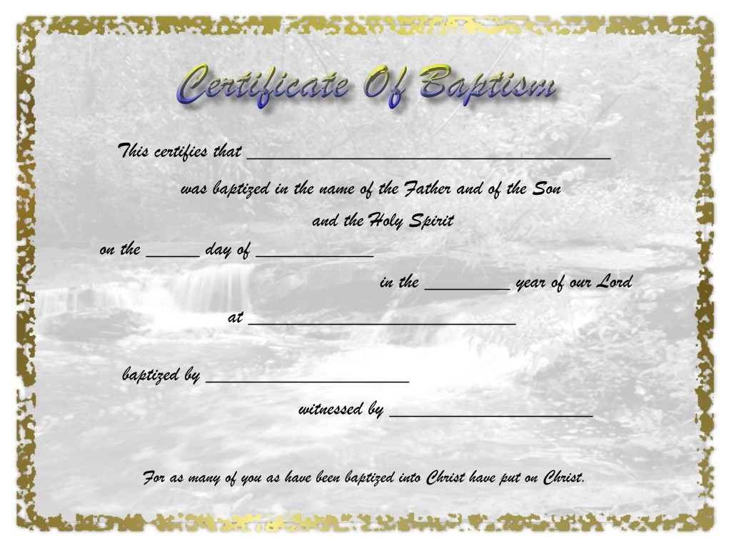 Free Baptism Certificate Template Word Resume