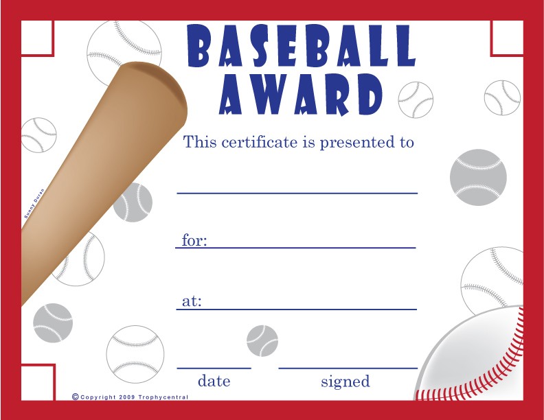 Free Baseball Certificates Printable Certificate Ideas