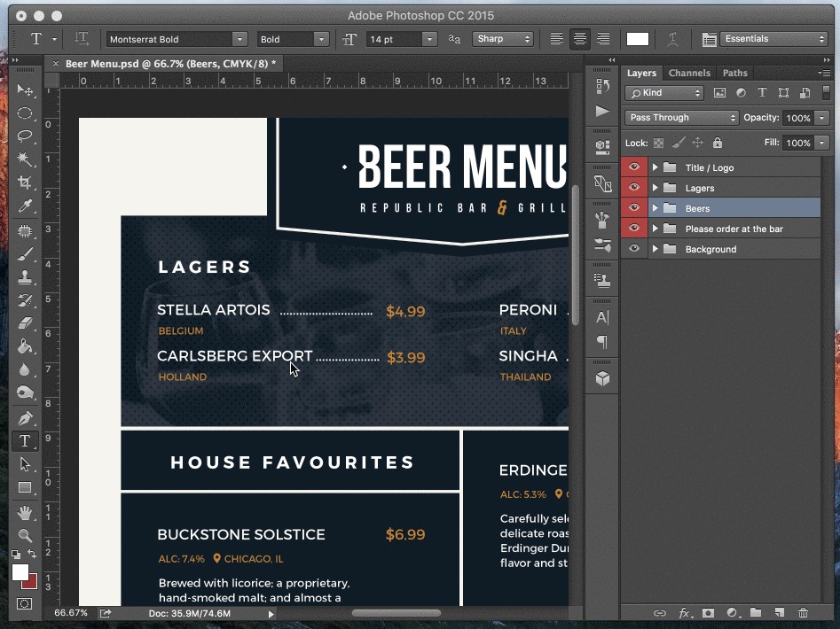 Free Beer Menu Template For Photoshop Illustrator BrandPacks