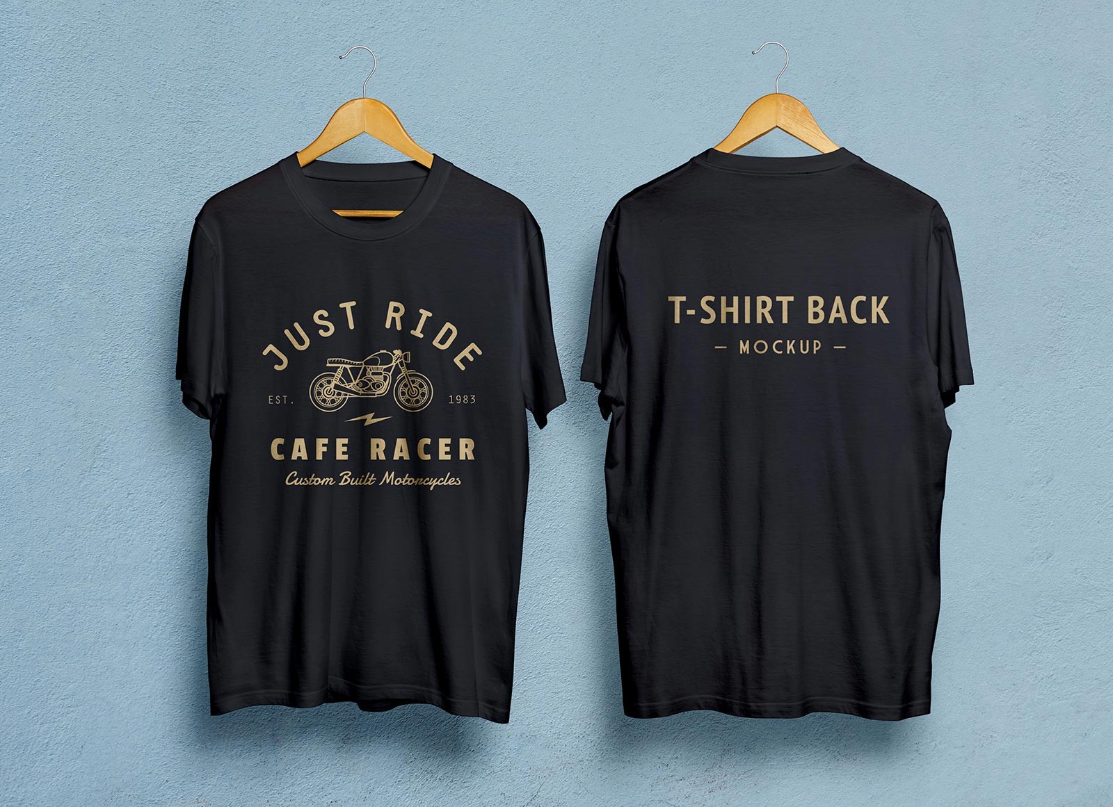 Free Black White Half Sleeves T Shirt Mockup PSD Front Back And