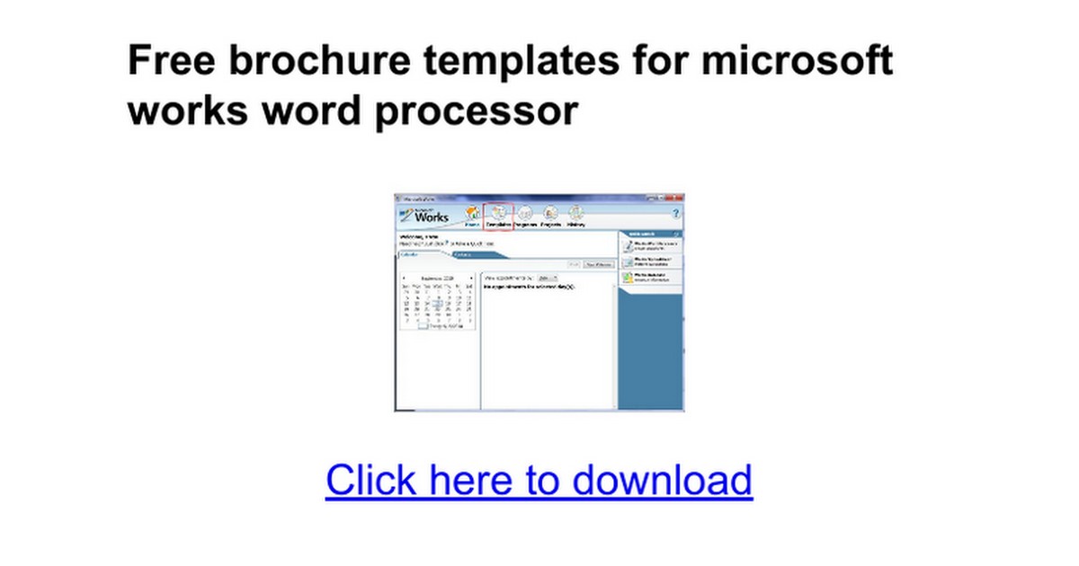 Free Brochure Templates For Microsoft Works Word Processor Google Docs
