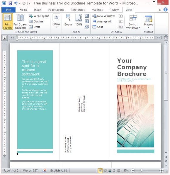 Free Business Tri Fold Brochure Template For Word How To Make A Trifold In