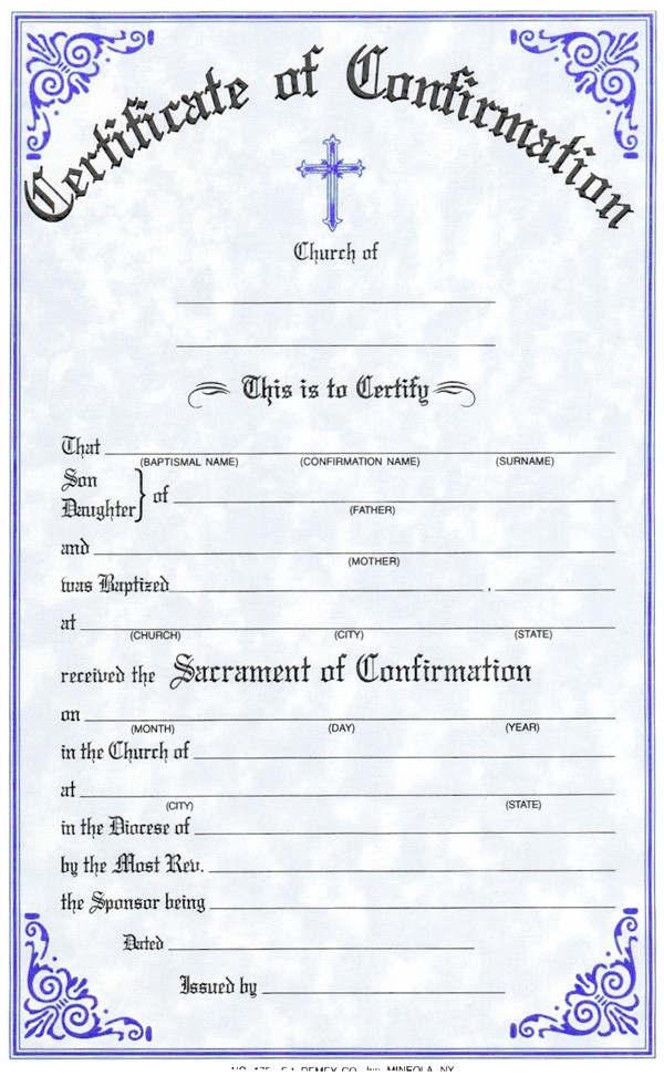Free Catholic Confirmation Certificate Template