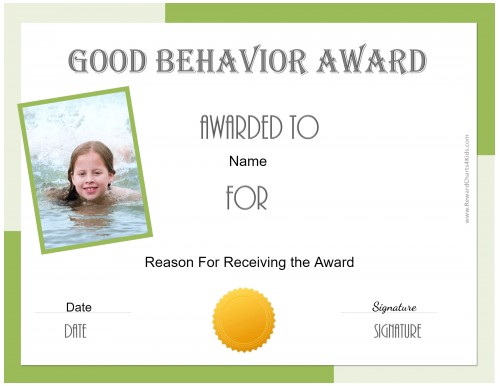 Free Certificate Of Good Behavior Customize Print Printable