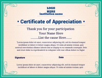 Free Certificate Templates PageProdigy Church Of Appreciation
