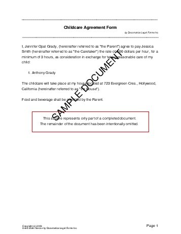 Free Child Care Agreement New Zealand Legal Templates Live In Carer Contract Template