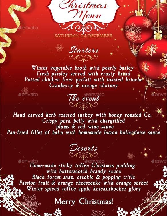 Free Christmas Dinner Menu Template Colbro Co Templates For Word