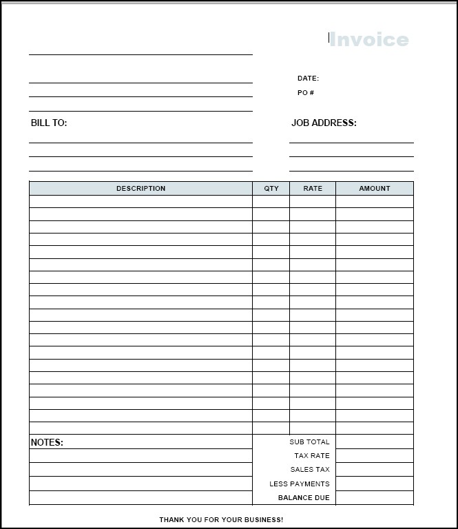 Free Contractor Invoice Template Pdf Construction