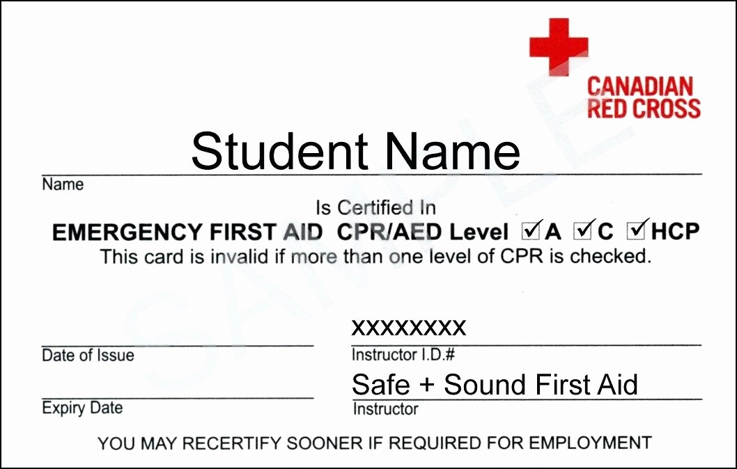 Free Cpr Certification Card First Aid Course Certificate