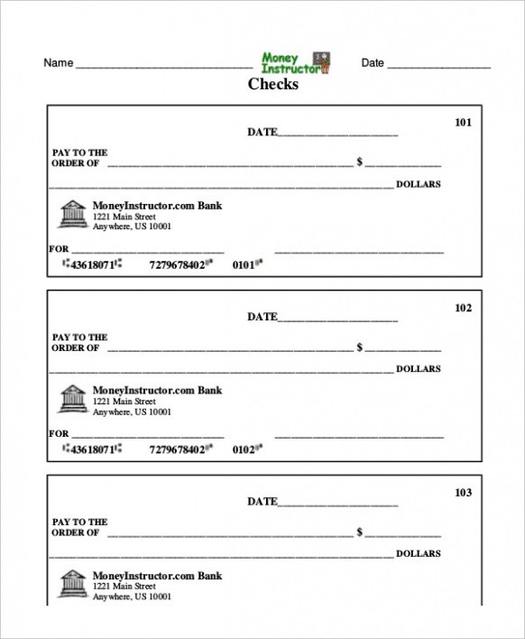 Free Download Sample Blank Check Template 7 Pdf Documents Cheque