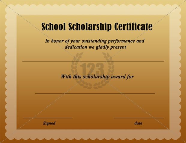 Free Download School Scholarship Certificate 123Certificate Award Template