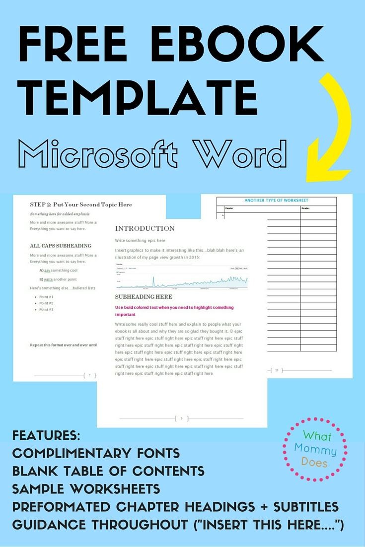 Free Ebook Template Preformatted Word Document Pinterest Templates
