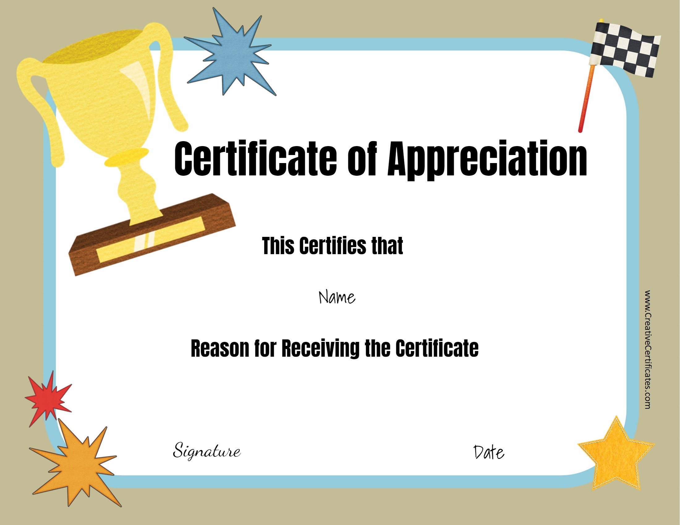 Free Editable Certificate Of Appreciation Ize Online Print