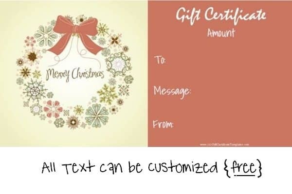 Free Editable Christmas Gift Certificate Template 23 Designs Printable Certificates