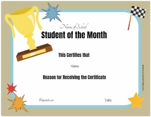 Free Editable Printable Student Of The Month Certificate Award
