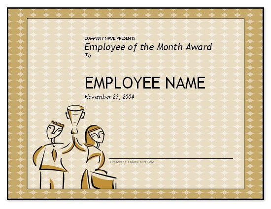 Free Employee Of The Month Template For Recognition In Year Certificate