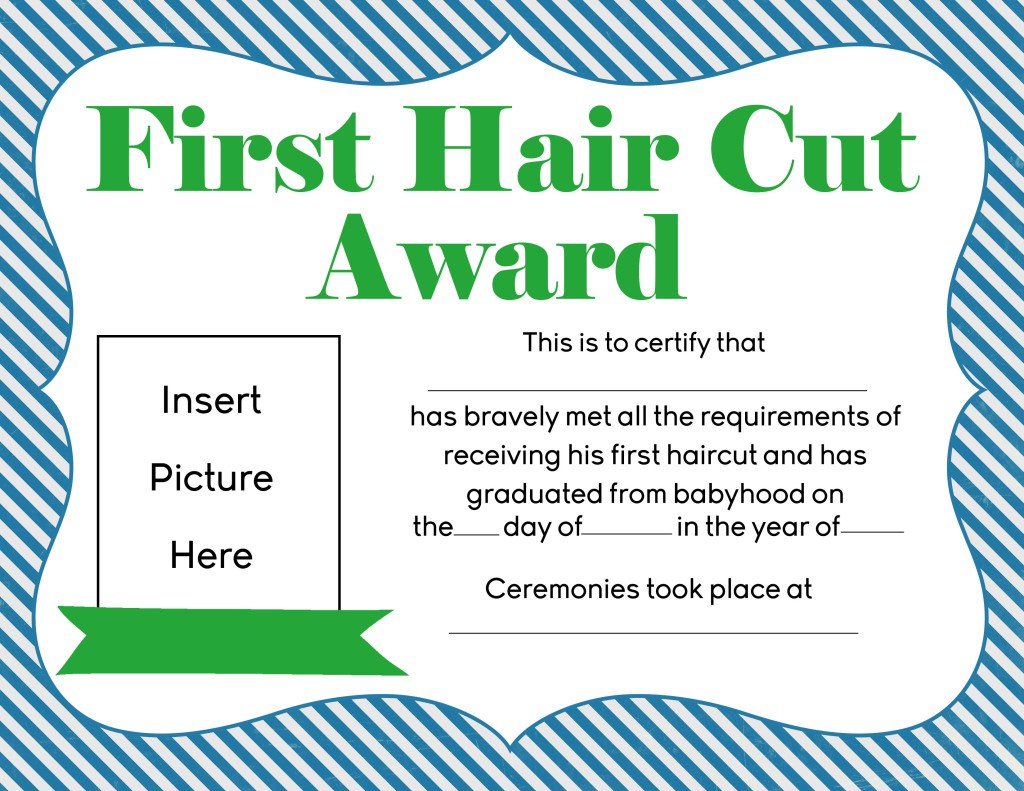 Free First Hair Cut Award Printables Haircut Certificate