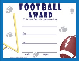 Free Football Certificates Certificate