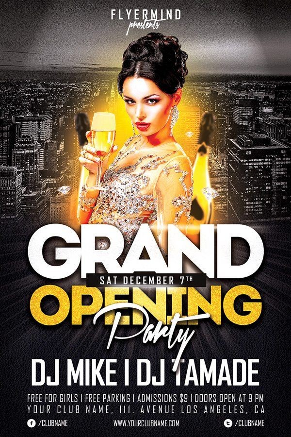 Free Grand Opening Party Flyer Template Vol 1 Templates Club Ideas