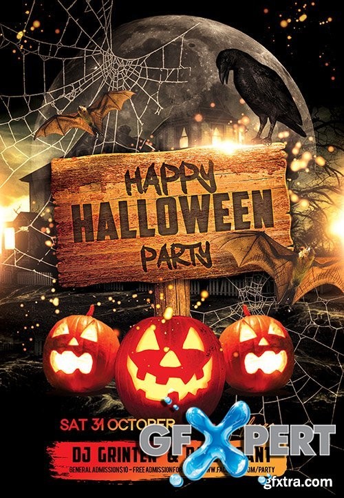 Free Happy Halloween Party 2 Flyer PSD Template Facebook Cover Psd Download