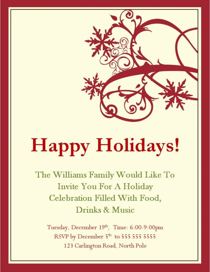 Free Holiday Party Invitations Beautiful Word Templates Template