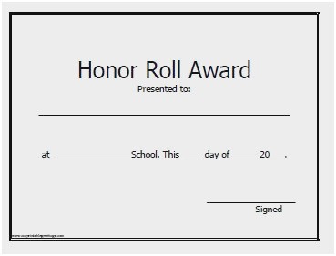 Free Honor Roll Certificate Template Cute Printable Awards