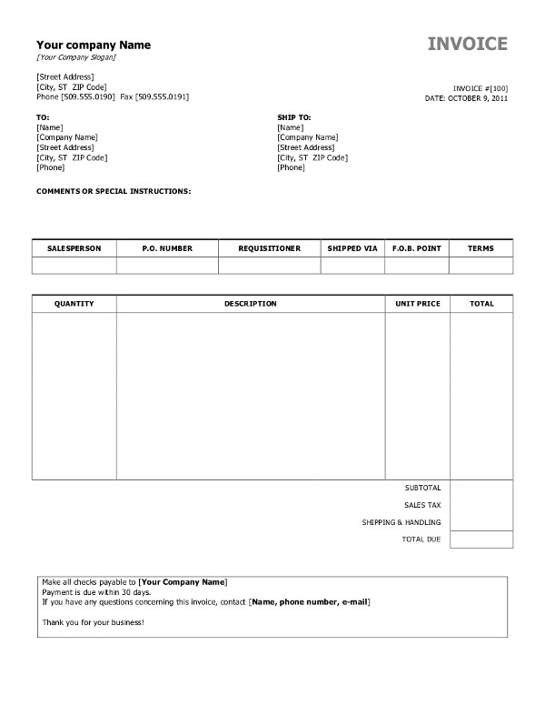 Free Invoice Templates For Word Excel Open Office InvoiceBerry Phone Bill Template