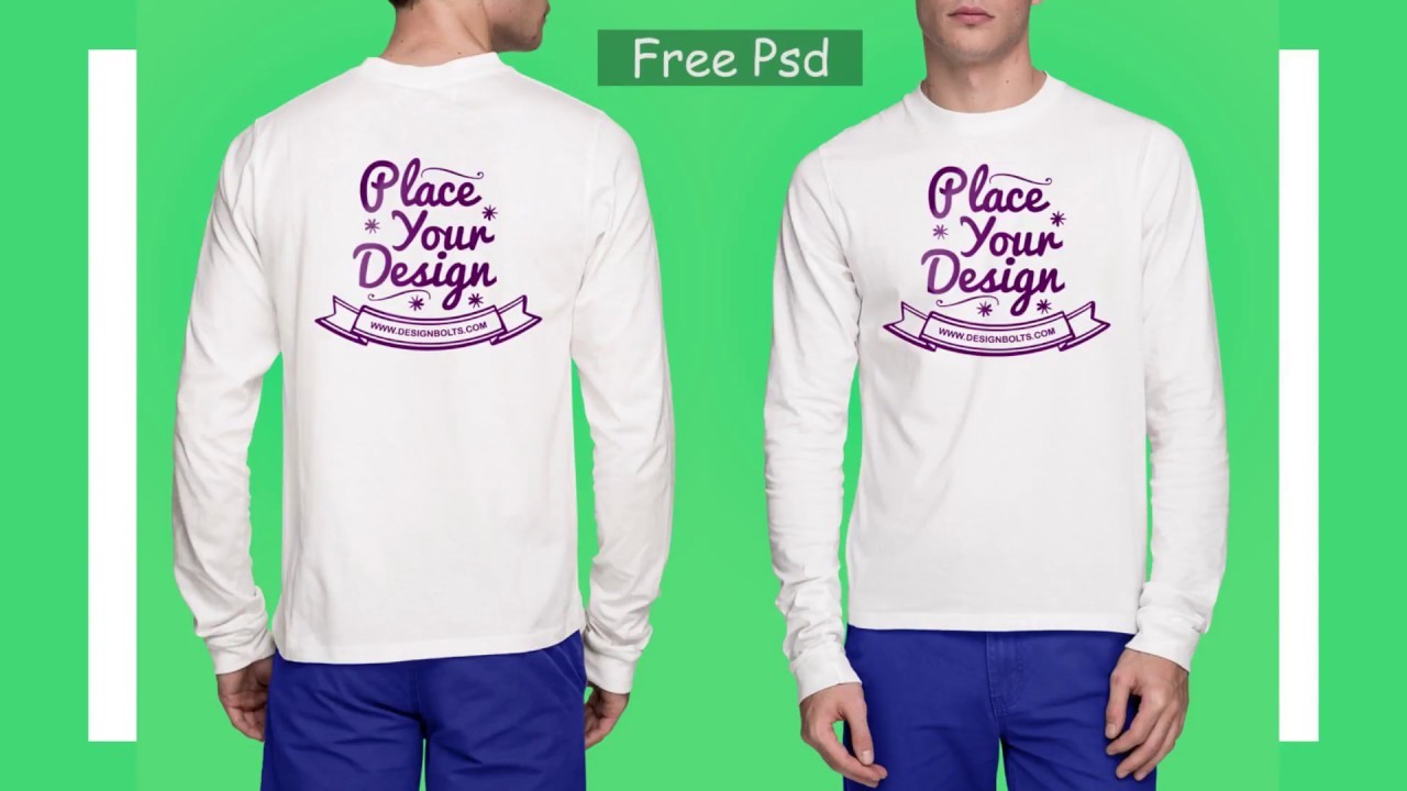 Free Long Sleeve T Shirt Mock Up Download PSD Front Back 2018 Mockup And