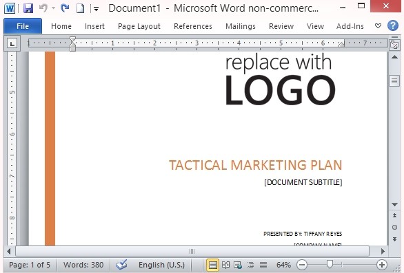 Free Marketing Strategy Template For Word Plan Microsoft