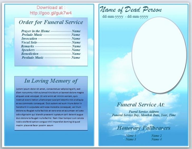Free Memorial Service Program Template Obituary Card Funeral