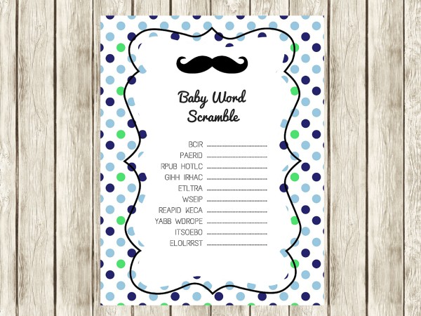 FREE Mustache Baby Shower Games What S In Your Purse Celebrity Free