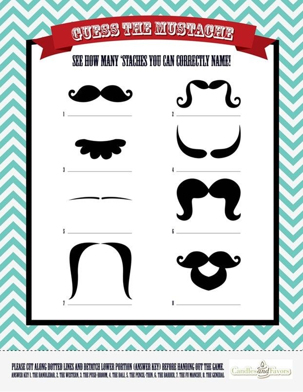 Free Mustache Party Games Baby Shower Printables