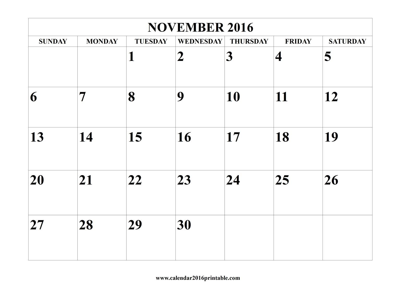 Free November 2016 Calendar Template That You Can Download Microsoft