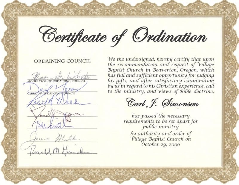 Free Ordained Minister Certificate Perfect Ordination