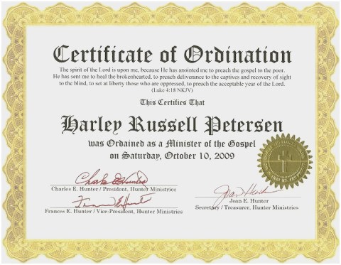Free Ordained Minister Certification With Welding Certificate