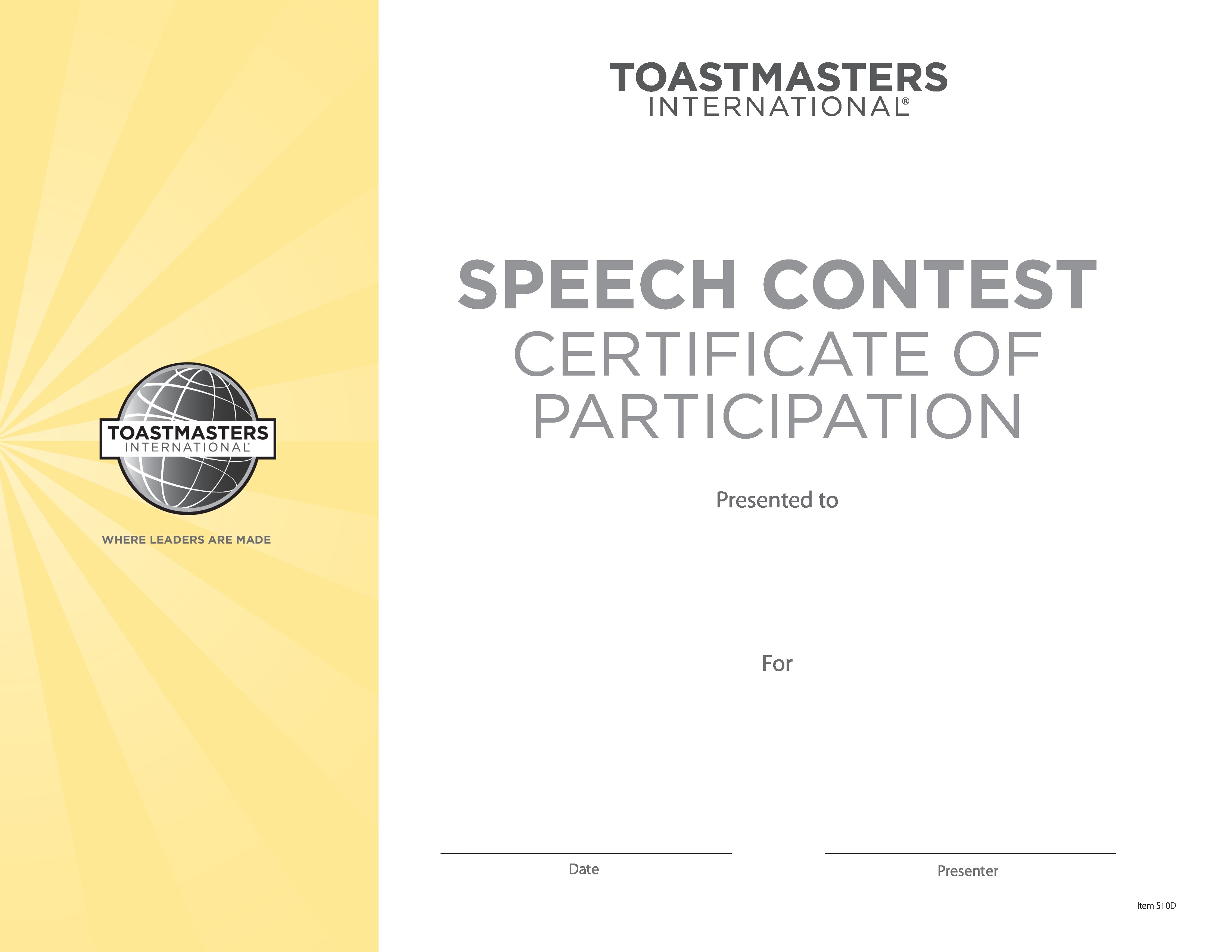 Free Participant Speech Contest Certificate Templates At Template