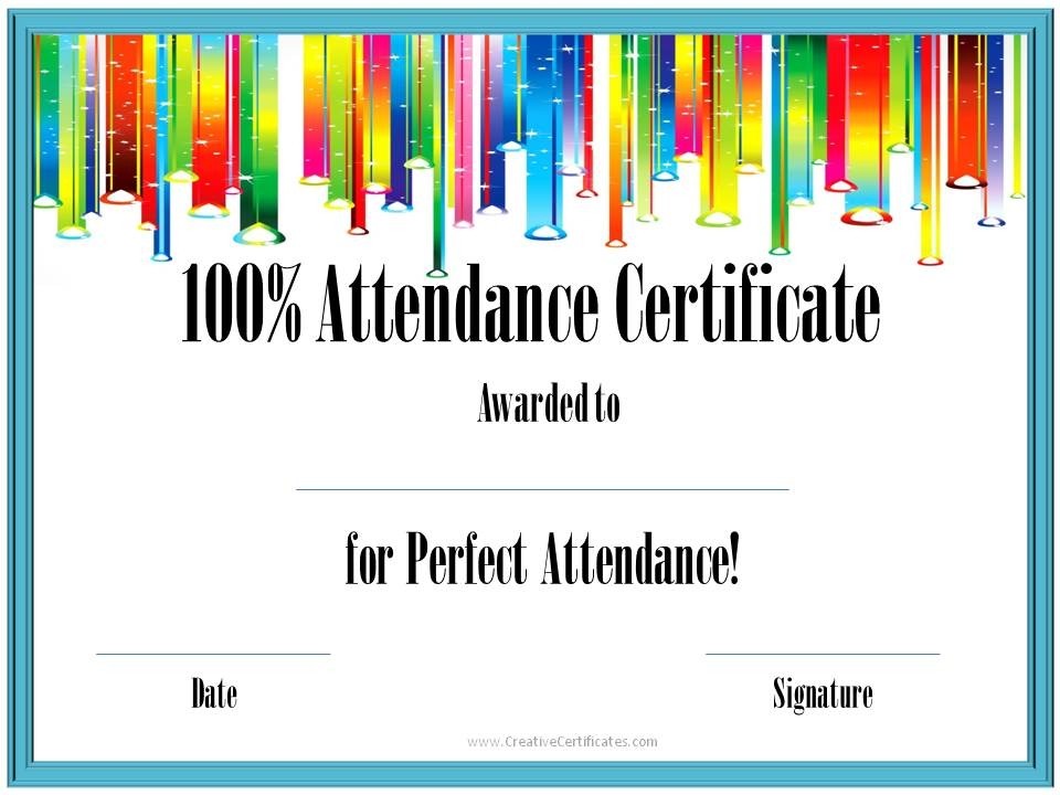 Free Perfect Attendance Certificates Templates Certificate